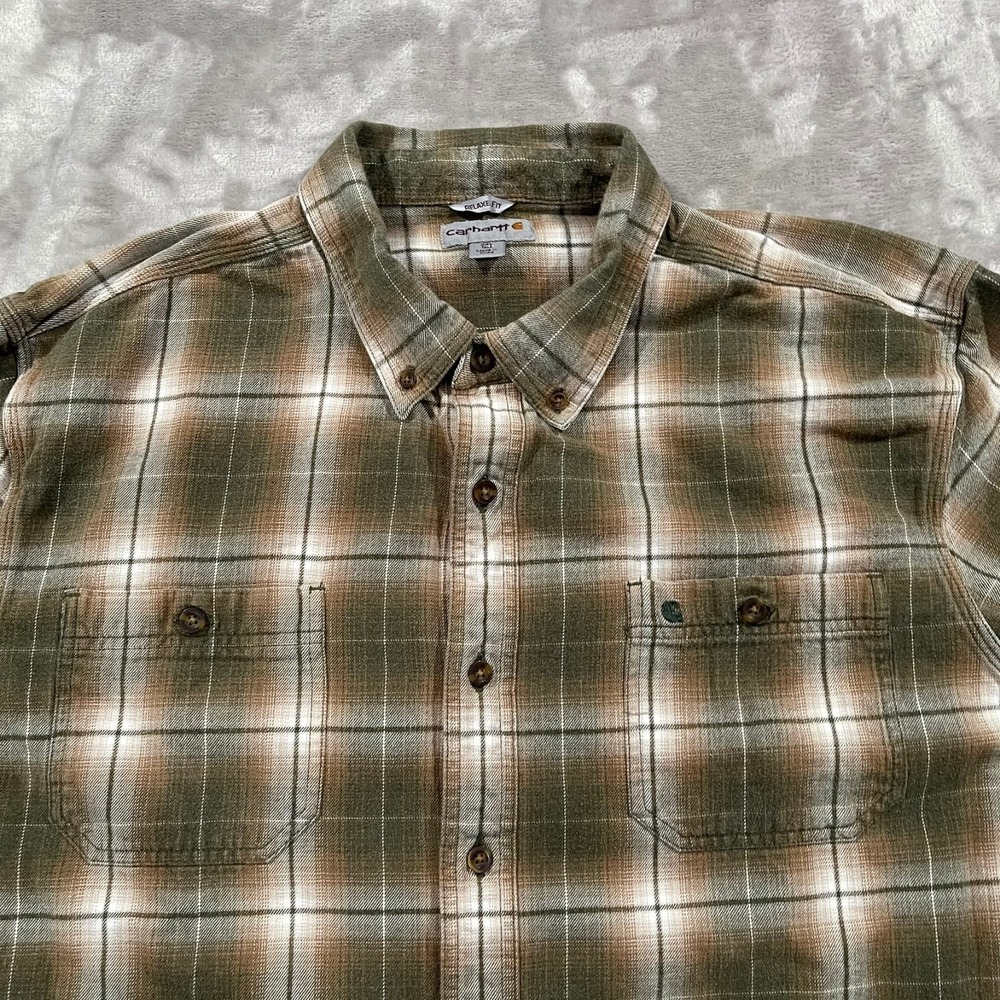 Carhartt Shirt Mens 2XL Tall Flannel Plaid Relaxed Fit Workwear - Picture 2 of 7